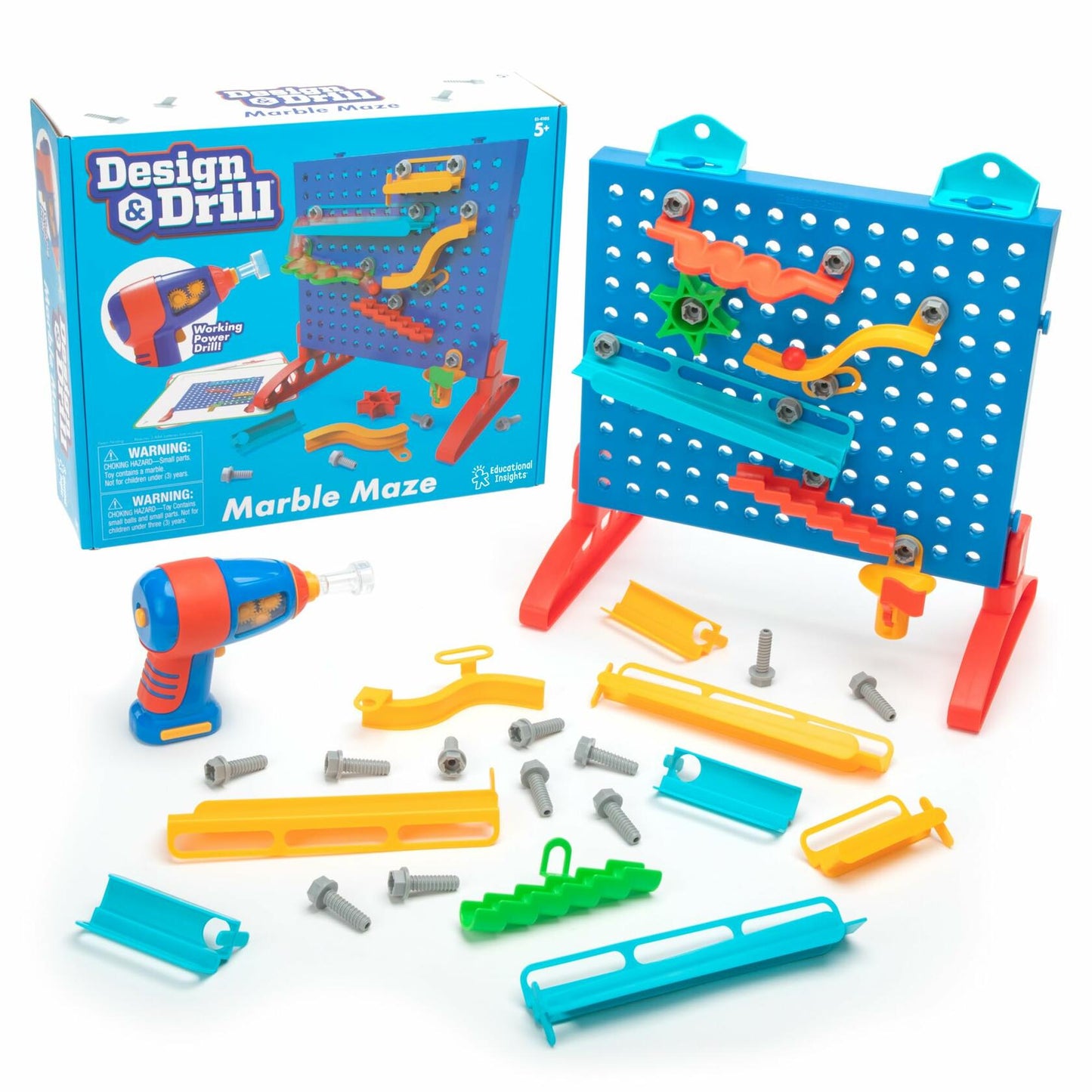Educational Insights Design and Drill Marble Maze, Children's STEM Toy with Electric Drill, Toy Maze, Ages 5+
