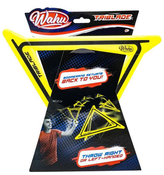 WAHU TriBlade Ultra-Modern Soft Boomerang for Right or Left Handed Throwers, Outdoor 360-Degree Throw and Catch Flying Ring Toy, Yellow